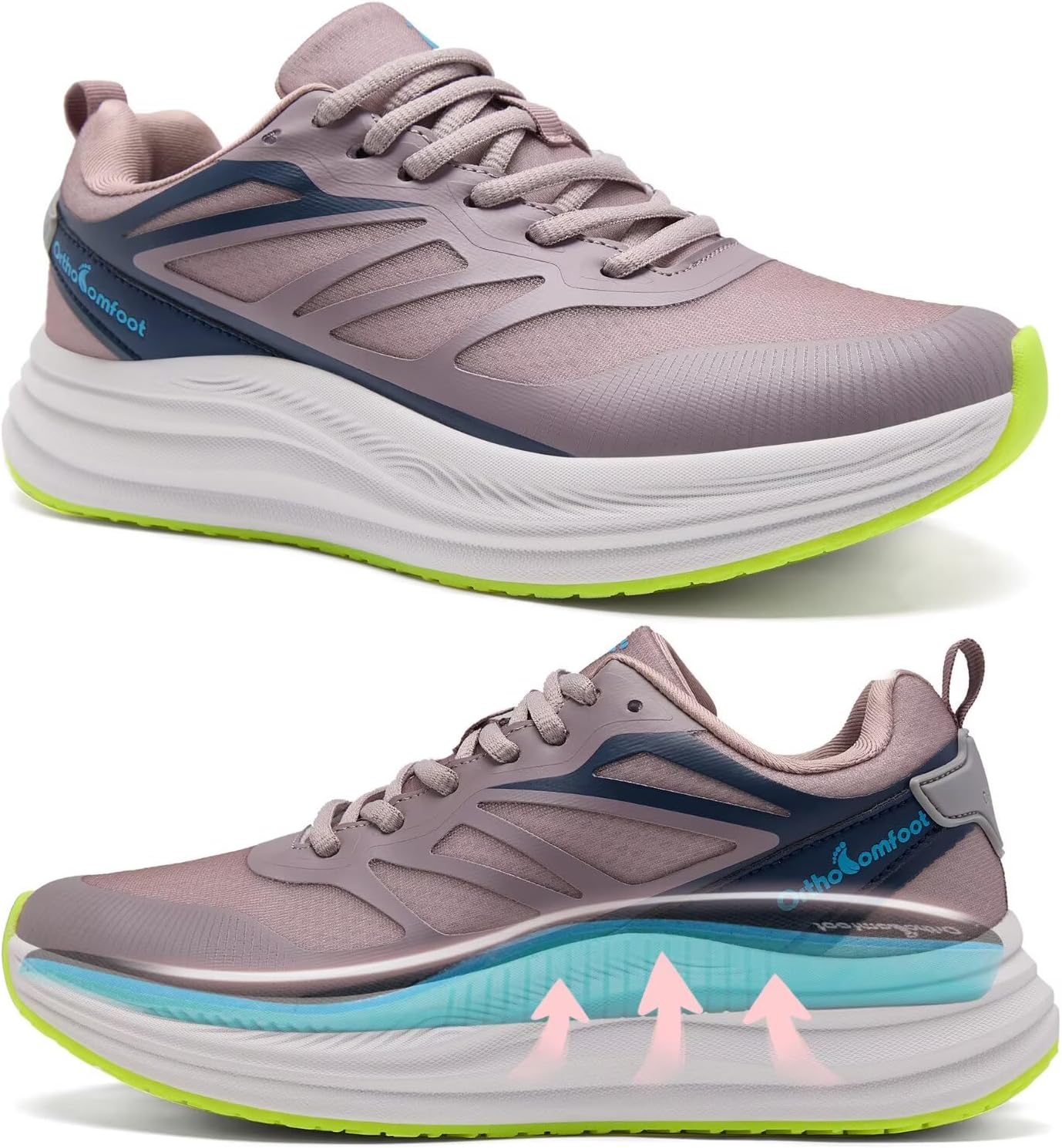 Women's Orthopedic Road Running Shoes: Comfortable Arch Supports Plantar Fasciitis Orthotic Athletic Sneakers, Casual Supportive Flat Feet High Arch Walking Shoes for Foot Heel and Pain Relief