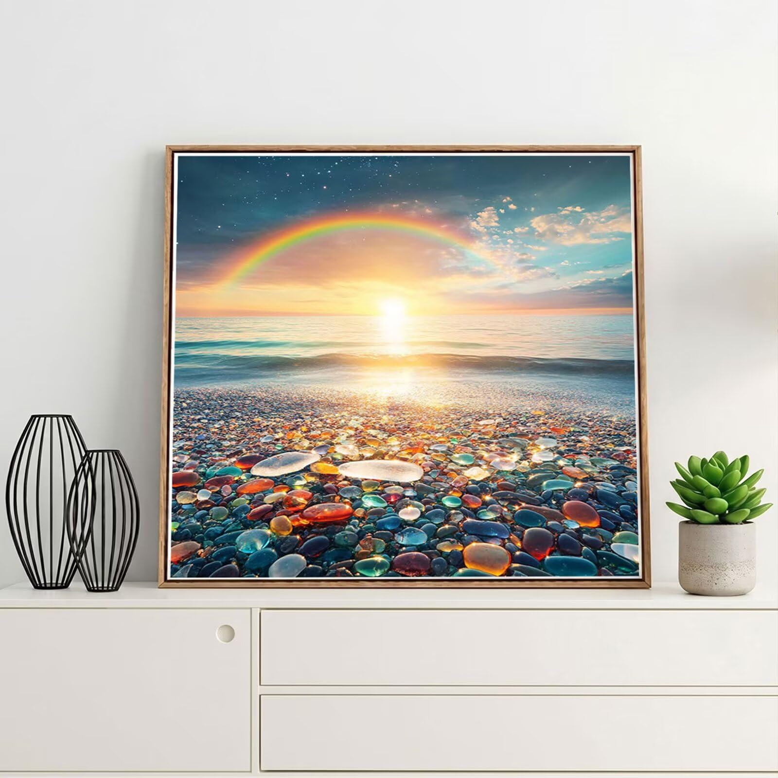 Diamond Painting Adulti, Spiaggia Diamond Painting Kit Completo, 5D Pittura Diamante Bambini Attività Manuale Creativa e Idea Regalo, Diamantini Crystal Art Tela Fai Da Te Kit 90x90cm Tramonto FX#509