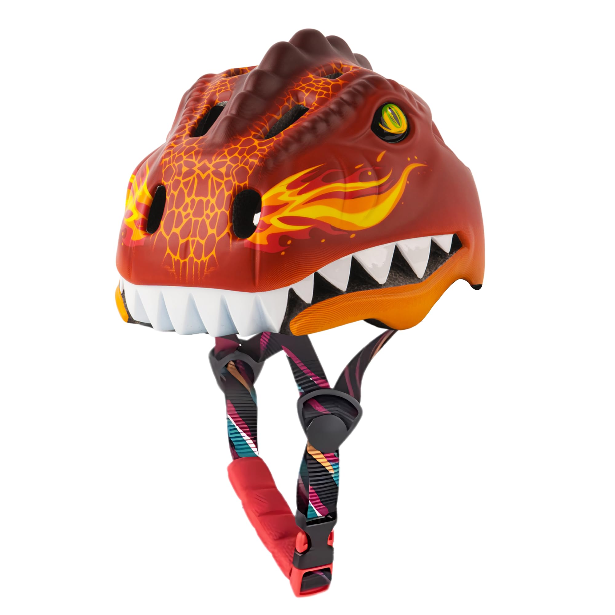 Headzup Firestorm Dinosaur 3D Cycling Helmet with Tail Light | Lightweight & Adjustable Size | Multi-Sport Helmet for Kids Toddlers Boys Girls | for Age 3-12 | for Cycling, Skating (48-52cm) (Orange)-image-1