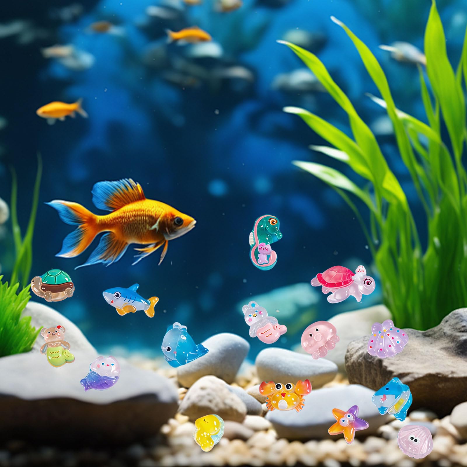 40 Figurines Miniatures Animaux Marins En Résine – Pour Aquarium, Jardin De Fée, Décoration Enfant