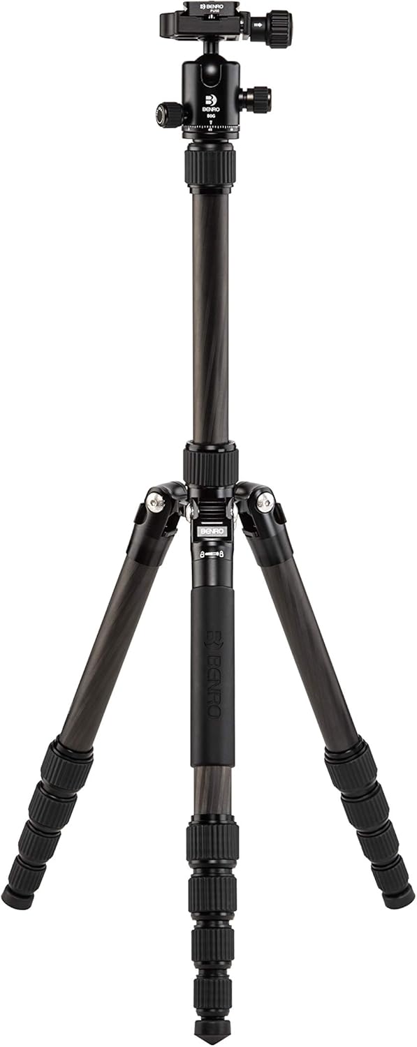 Benro Tripster 1 Series Reverse-Folding Carbon Fiber Travel Tripod & Monopod – Compact 14.2″ Folded, 59.3″ Max Height, 18 lb Load Capacity – Travel, Landscape & DSLR-Ready (FTR19CB0GBLK)