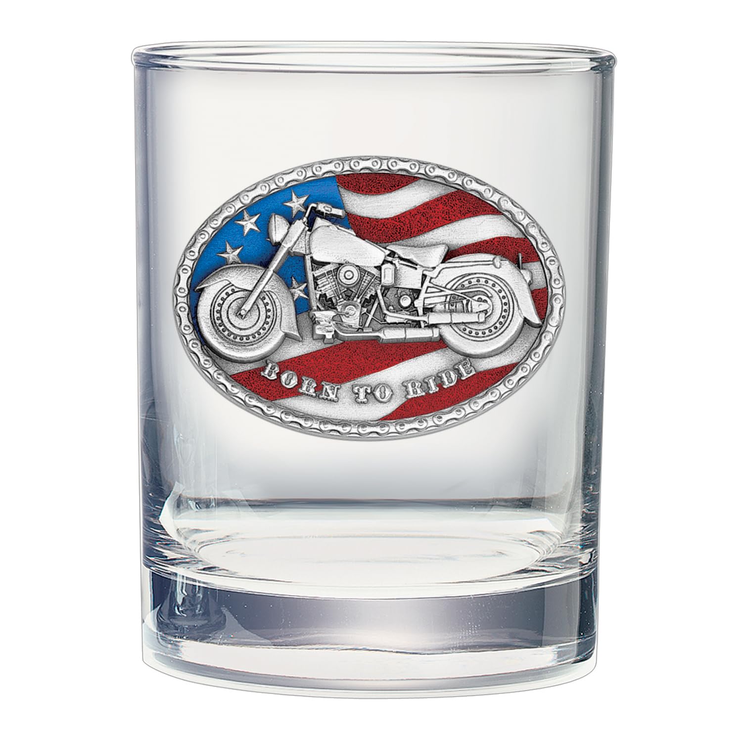 Heritage Pewter Motorcycle Double Old Fashion | Double Rocks Glass 14 OZ for Liquor | Expertly Crafted Pewter Glass