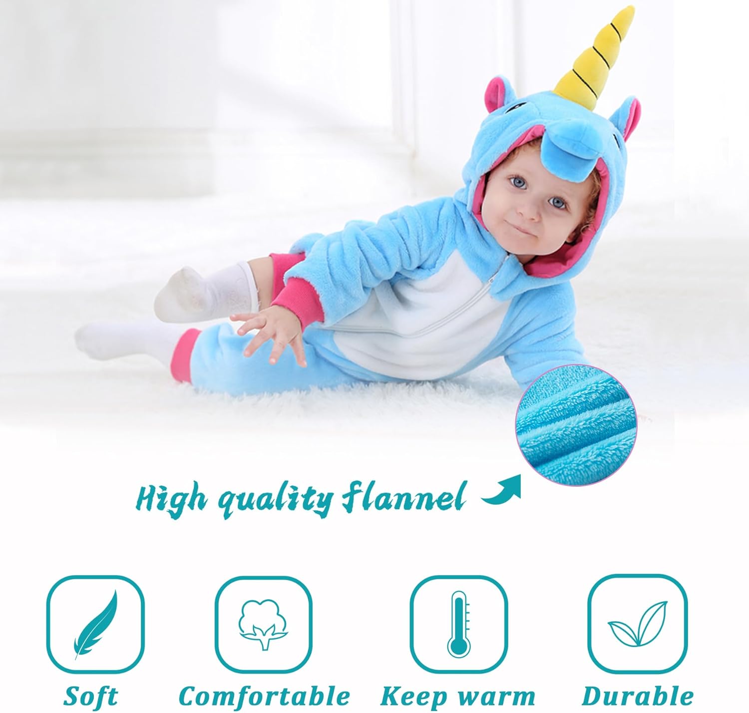 TONWHAR Kids' And Toddlers' Infant Tiger Dinosaur Animal Fancy Dress Costume Outfit Hooded Romper Jumpsuit - Image 3