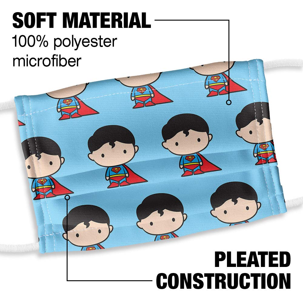 Popfunk Superman Kids Cute Chibi Character Pattern 1-Ply Reusable Face Mask Covering with Adjustable Nose Wire