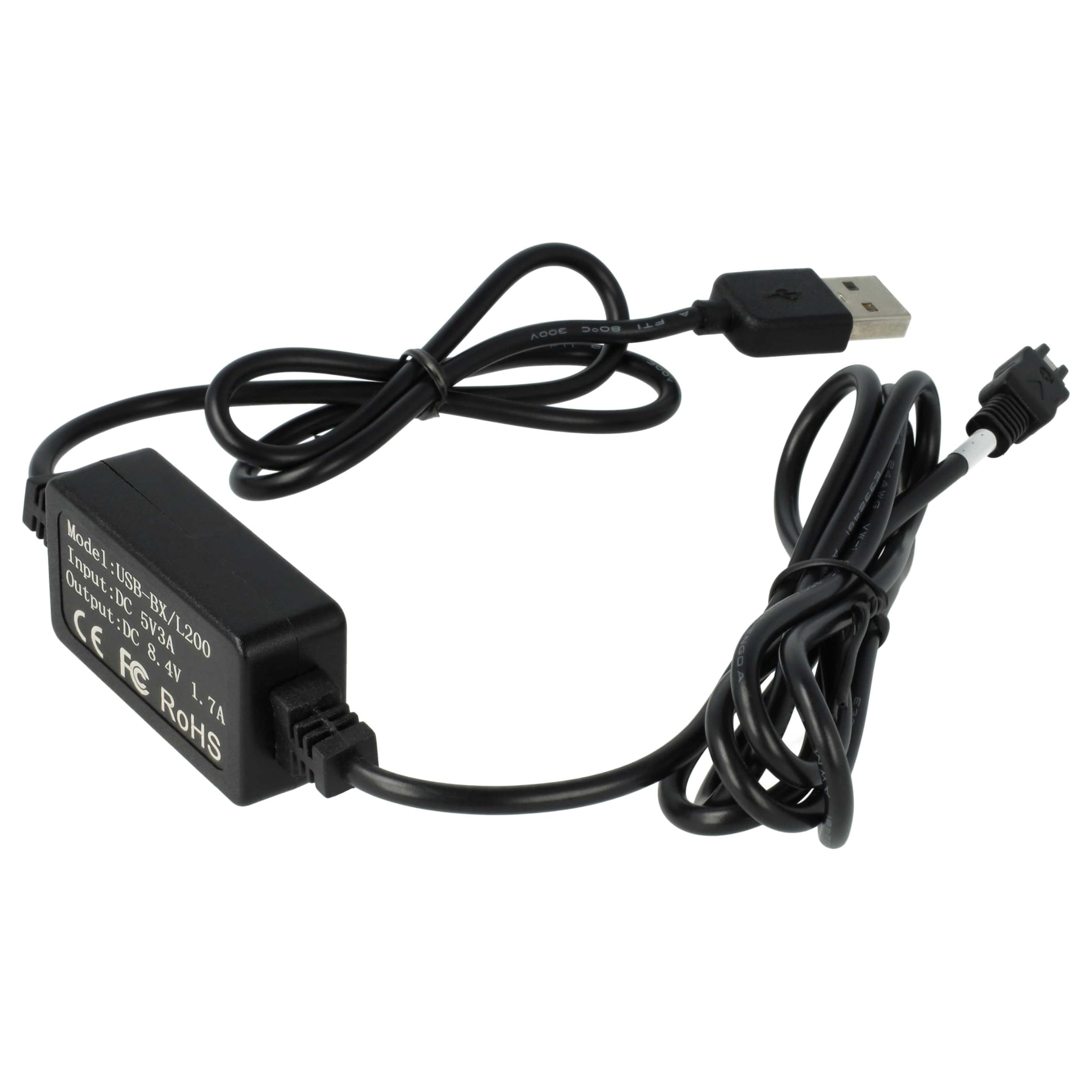 vhbw Kabel USB do ładowania kompatybilny z Sony HDR-XR350, XR550, XR550E, XR350E, XR350V, XR500V, XR520V Kamera, Kamera Kamera, Czarny