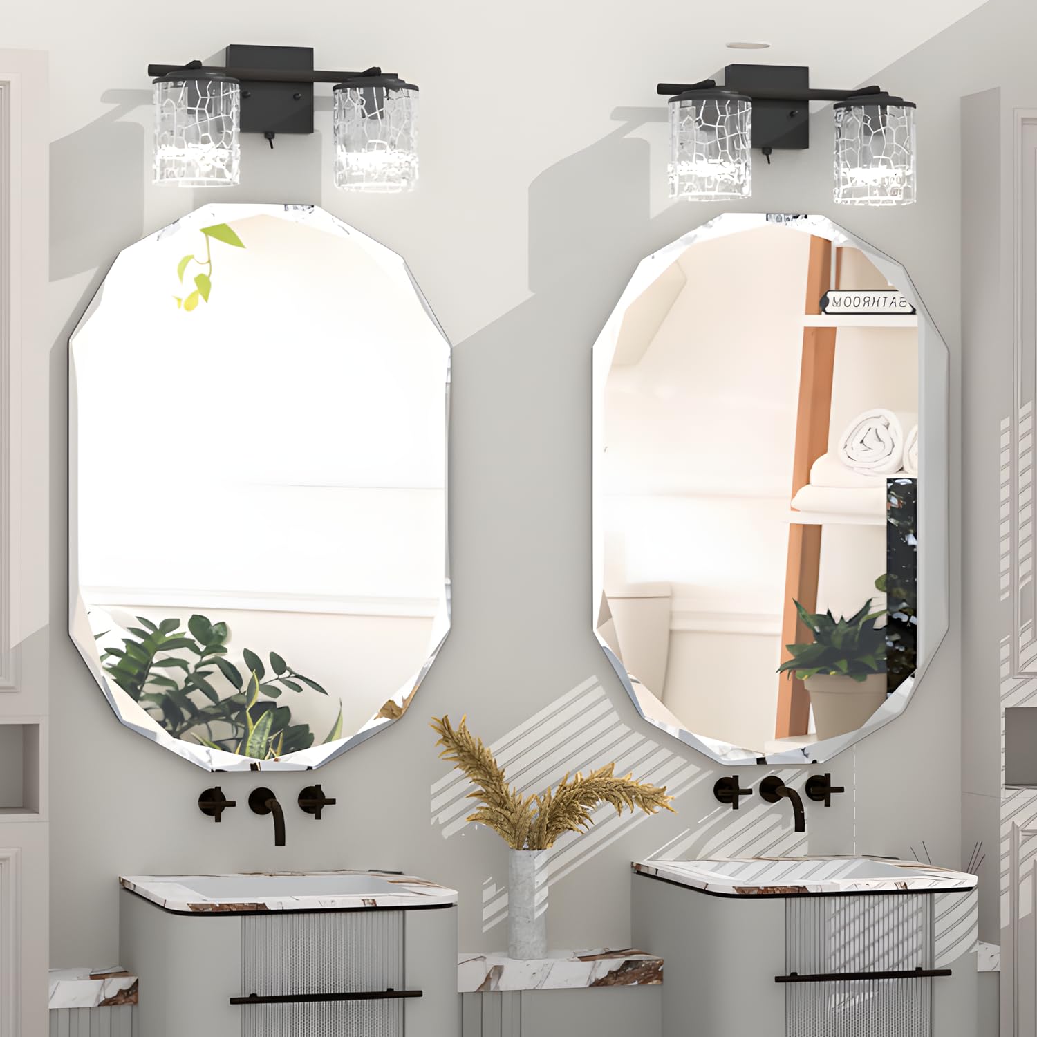 Espejo de baño para Pared, Espejo Ovalado de 60 x 90 cm, Espejo de cortesía para baño, Espejo de Pared con Bordes biselados Irregulares, Espejo de Pared Decorativo sin Marco (61 x 91,4)