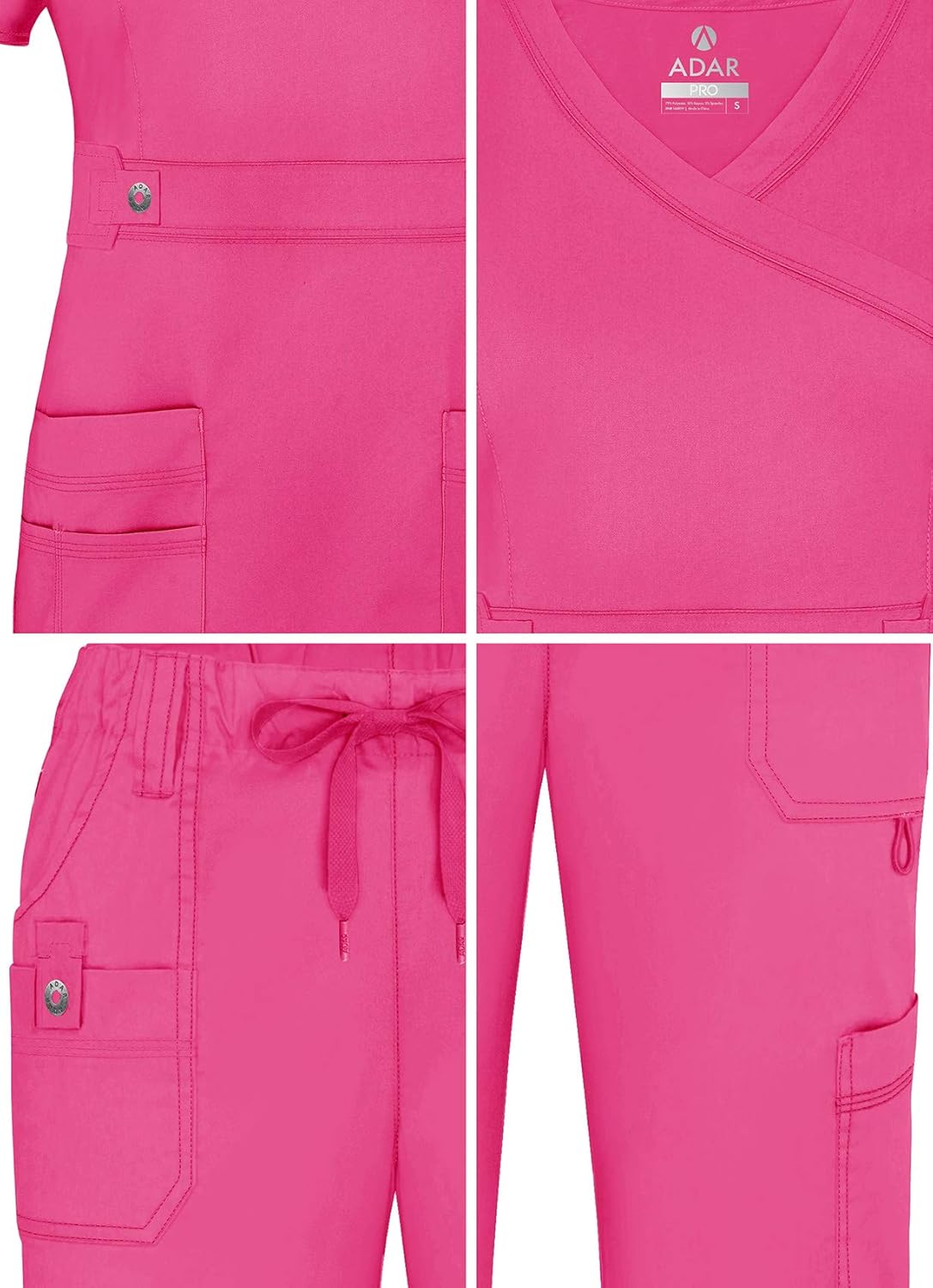 Adar Active Classic Scrub Set for Women - Crossover Top and Multi Pocket Pants: Clothing, Shoes & Jewelry