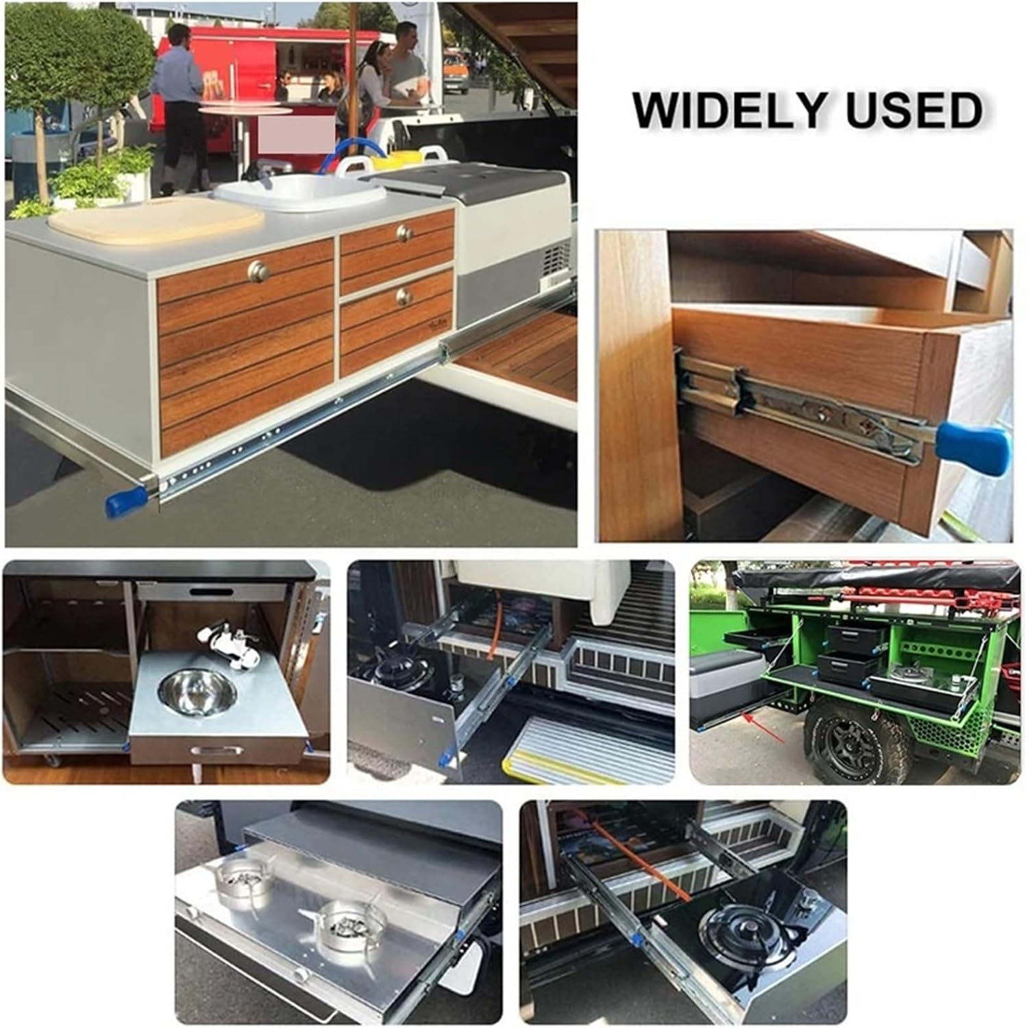 Full Extension Drawer Slides 1Pair 53mm Width Heavy Duty Telescopic Drawer Slides Locking(20inch(500mm))