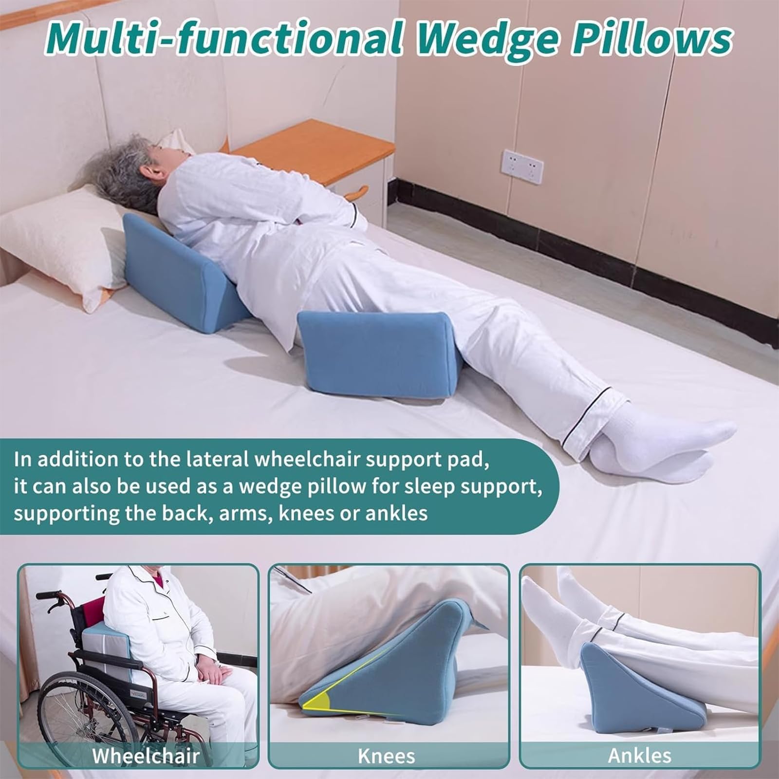Cojín de apoyo lateral para silla de ruedas, cojín de cuña para respaldo de silla de ruedas, soporte lateral preciso, cómodo y transpirable, para personas con pérdida de control unilateral del