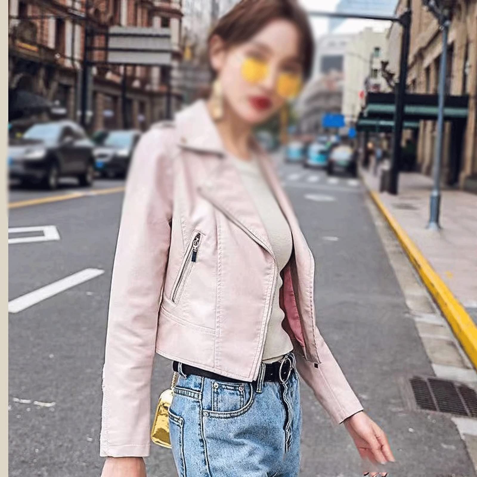 BHJIGDB Women Jacket Motorcycle PU Leather Jacket Women