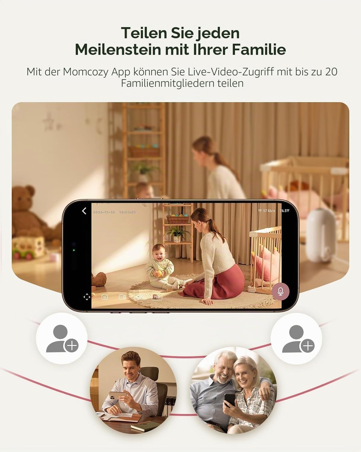 Momcozy BM04 babyphone mit 2 Kamera, 5 Zoll Smart WLAN Baby Monitor