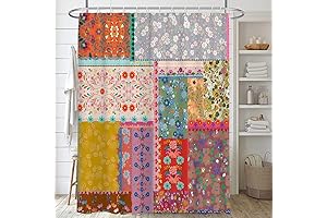 Boho Patchwork Shower Curtain: A Tapestry of Vibrant Hues for Your Bathroom Oasis
