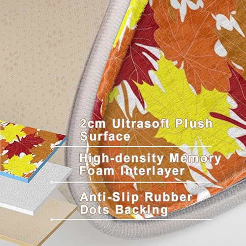 Miniatura 7 de Autumn Maple Leaves Bathroom Rug Mat Memory Foam Soft Plush Area Rug Non-Slip Absorbent Oval Rug for Bedroom Bathroom Bathtub Shower (Oval, 40×60cm)