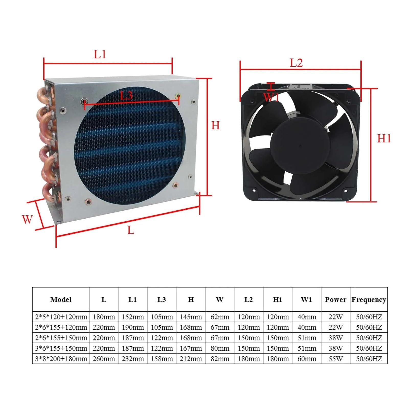 Wort Chiller, Scambiatore Di Calore A Tubi For Raffreddamento Fisico, Serpentina Del Condensatore, Frigorifero, Scambiatore Di Calore Ad Alette In Alluminio, Piccolo Con Guscio In Rame(2x5x120-120mm)