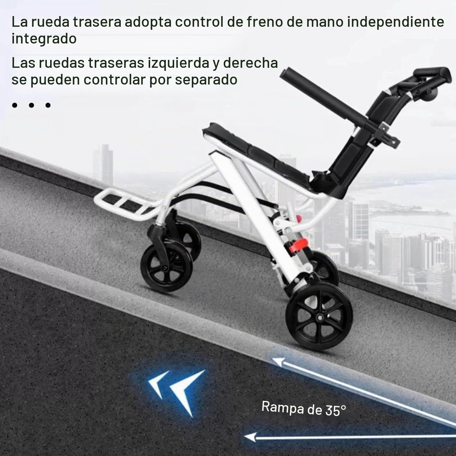 Silla de Ruedas Plegable, Sillas de Ruedas Ligeras para Adultos y niños, Solo 8.2kg, Silla de Ruedas de Viaje portátil con Correa de Seguridad Ajustable, Ruedas de PU,A
