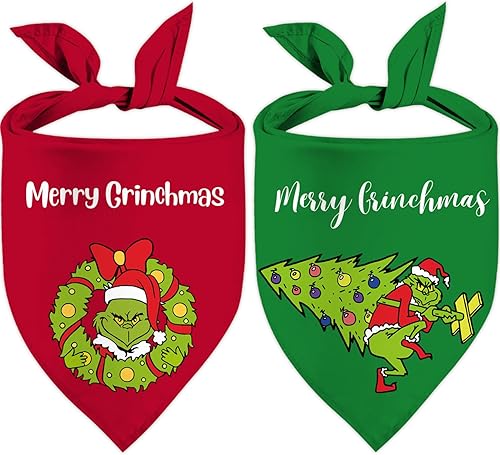 Bandana de Navidad para perro, paquete de 2 unidades, ajustable, para fiestas, cumpleaños, mascotas, bandana triangular, baberos, juego de bufanda