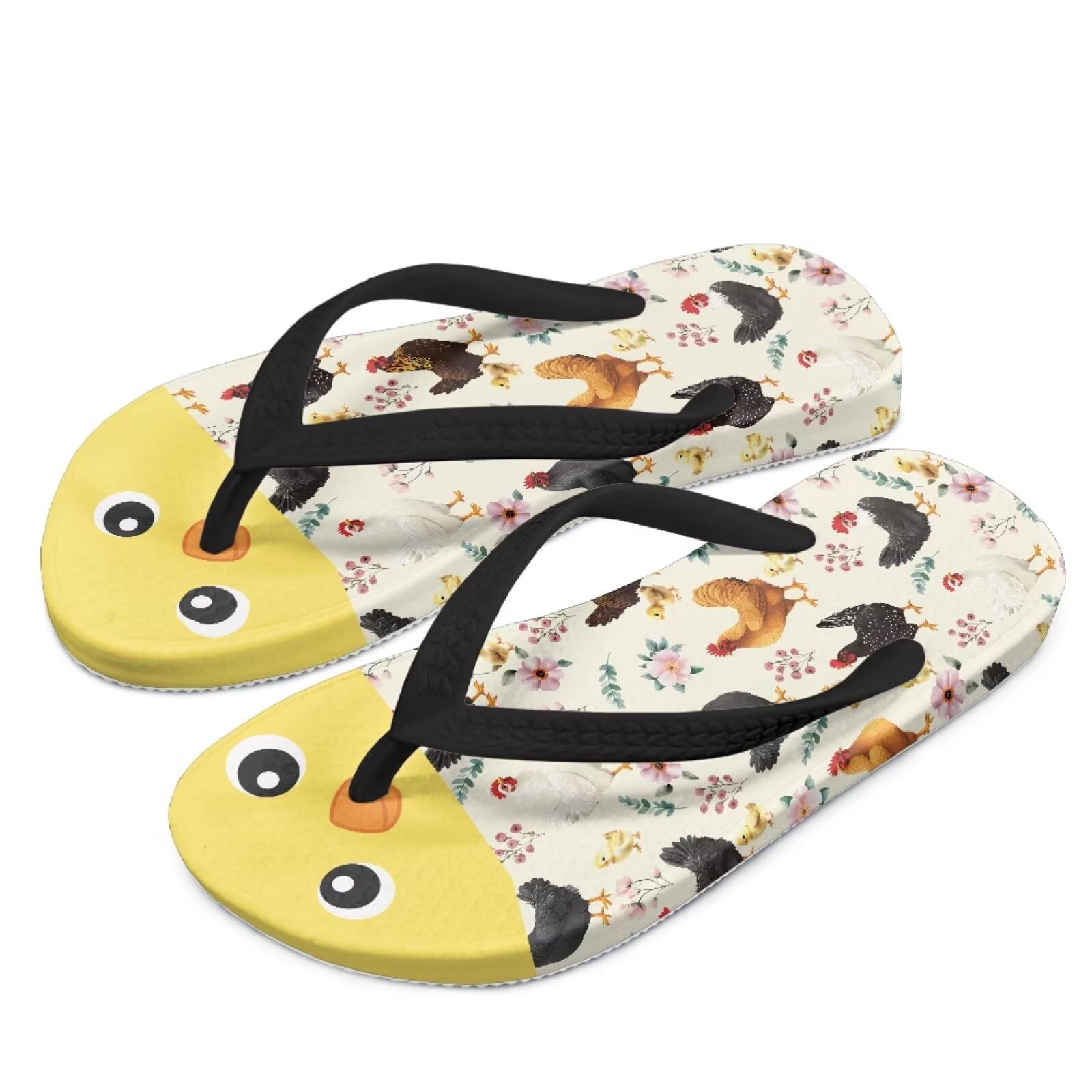 Watdotory Boy Flips Flops for Kids Cute Chicken Rooster Print Child Slip-on Thong Sandals Kid Boys Slides Water Shoes for Beach Swim Pool Size 2