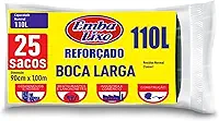 Embalixo Saco de Lixo Boca Larga Alta Resistência Super Profissional 110 Litros - 25 Unidades