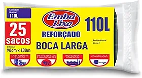 Embalixo Saco de Lixo Boca Larga Alta Resistência Super Profissional 110 Litros - 25 Unidades