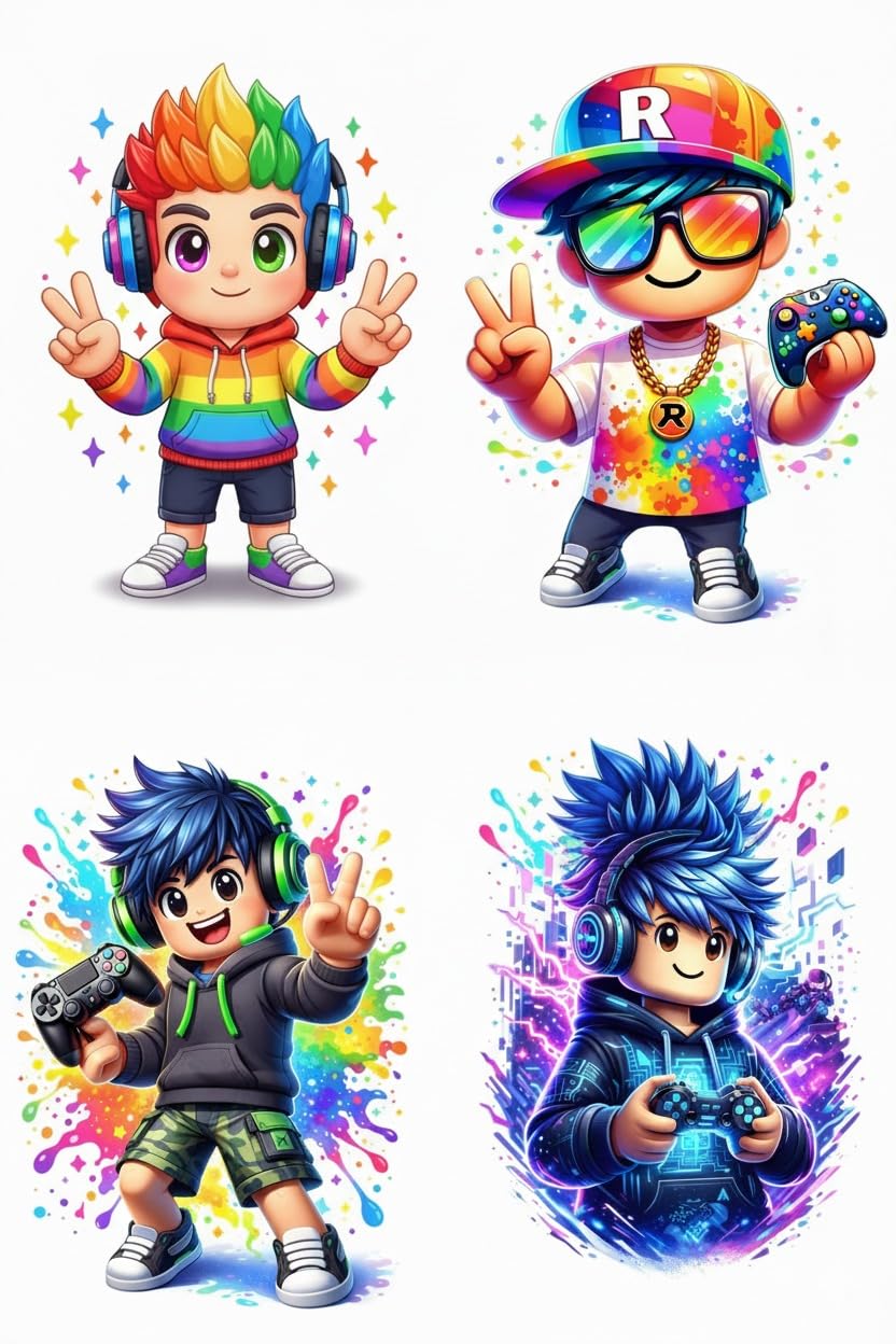UV DTF Rub on Transfer Stickers - UV DTF Cup Wraps, Colorful Humorous Theme UVDTF Wraps, Waterproof Rub on Decals for Glass Cups Mug Tumbler, DIY Transfer Crafts (Gaming Character)