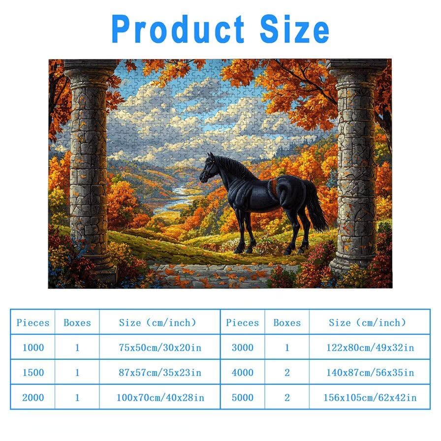 Puzzle 1500 Piezas, Puzzle Animal con Caja Regalo, Caballo Puzzles 1500 Piezas Adultos, Medidas: 87 x 57 cm, Rompecabezas Adultos de Madera, Rompecabezas para Decoración Hogar, Regalo Mujer, -6348