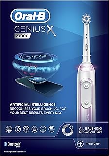Oral-B Genius X Electric Toothbrush with Artificial Intelligence, App Connected Handle, 1 Toothbrush Head & Travel Case, 6...