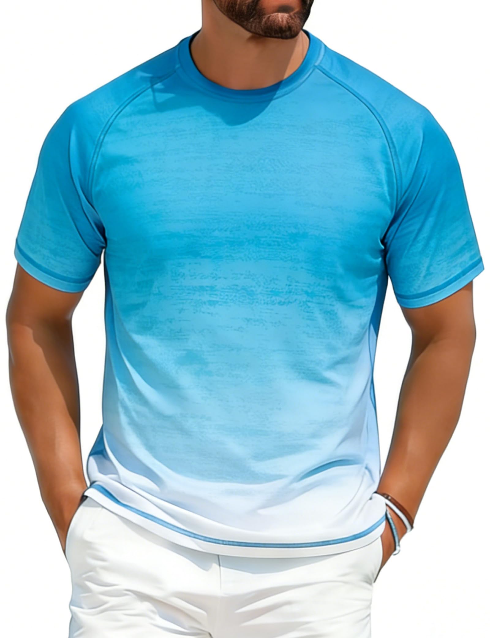 ELETOP Men's Swim Shirts UPF 50+ Short Sleeve Rash Guard Sun Shirts for Beach Fishing