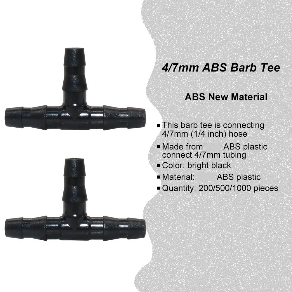 200/500/1000 Uds nuevos conectores en T de púas de plástico ABS accesorios de púas for manguera de jardín conector T divisor de agua(1000PCS)