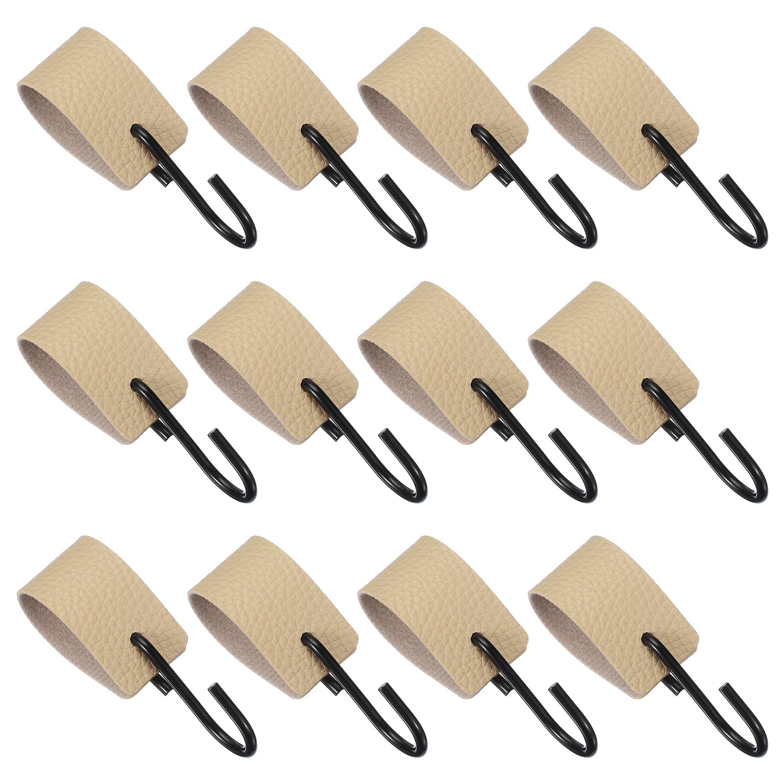 Crochets en S en cuir synthétique uxcell beige pour suspendre serviette et manteau, lot de 12