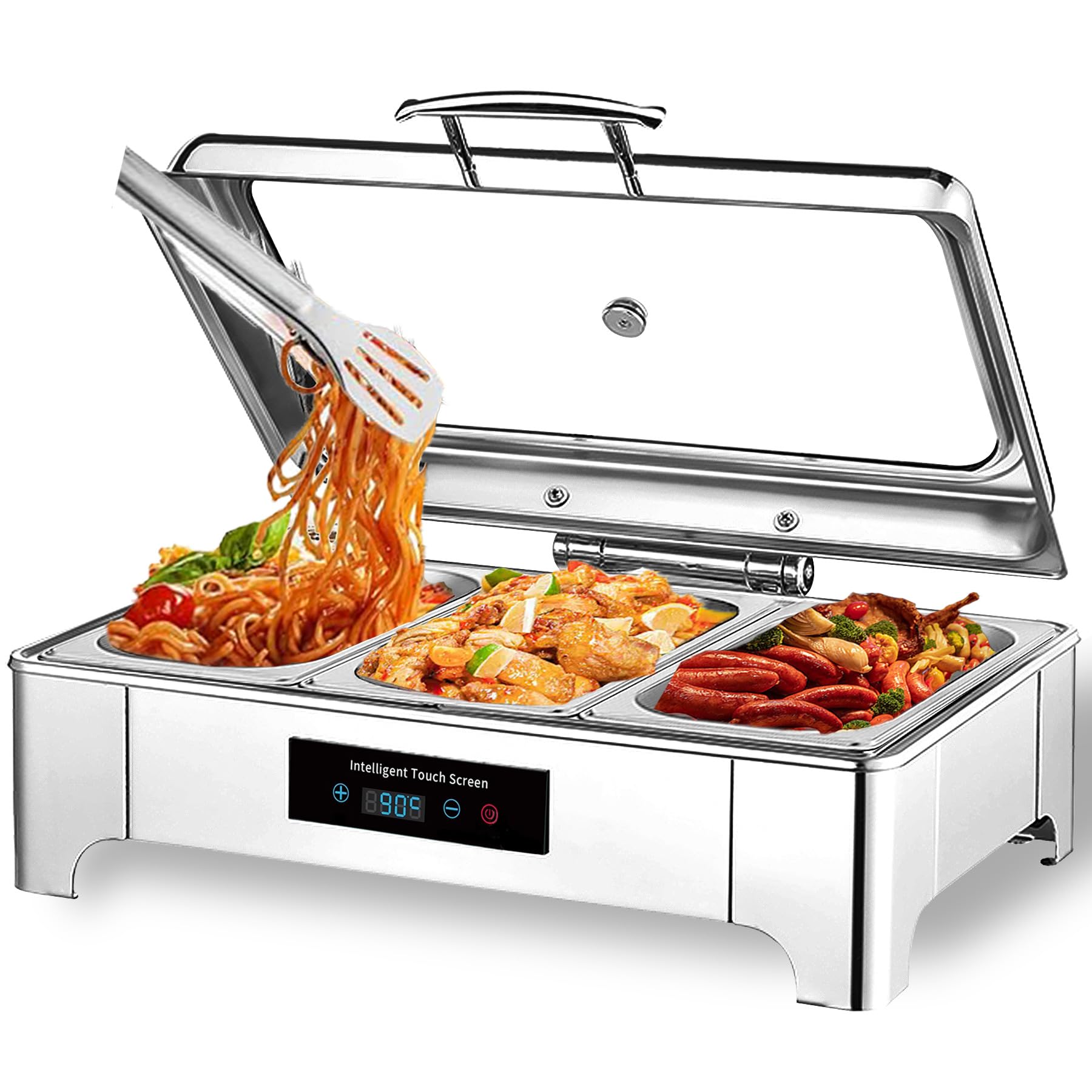9L Chafing Dish Elektrisch, Speisenwärmer Elektrisch Gastro(GN1/3) | Kommerziell Wärmebehälter für Essen mit Touchscreen-Temperaturregelung, Erstklassige Wahl für Buffets und Partys