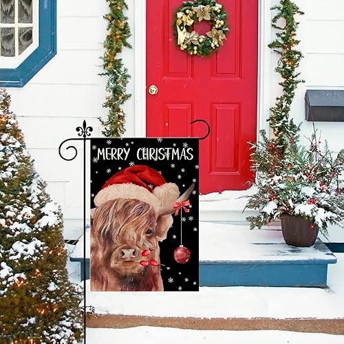 Miniatura 5 de Bandera de jardín de vaca de San Valentín de 12 x 18 pulgadas pequeña doble cara tulipán de amor decoración de primavera para patio al aire libre