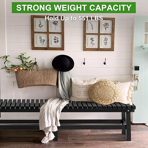 Miniatura 7 de TECSPACE Banco de aluminio para exteriores 697 x 1772 x 1654 pulgadas banco de patio negro ligero de alto rodamiento de carga banco de aluminio con