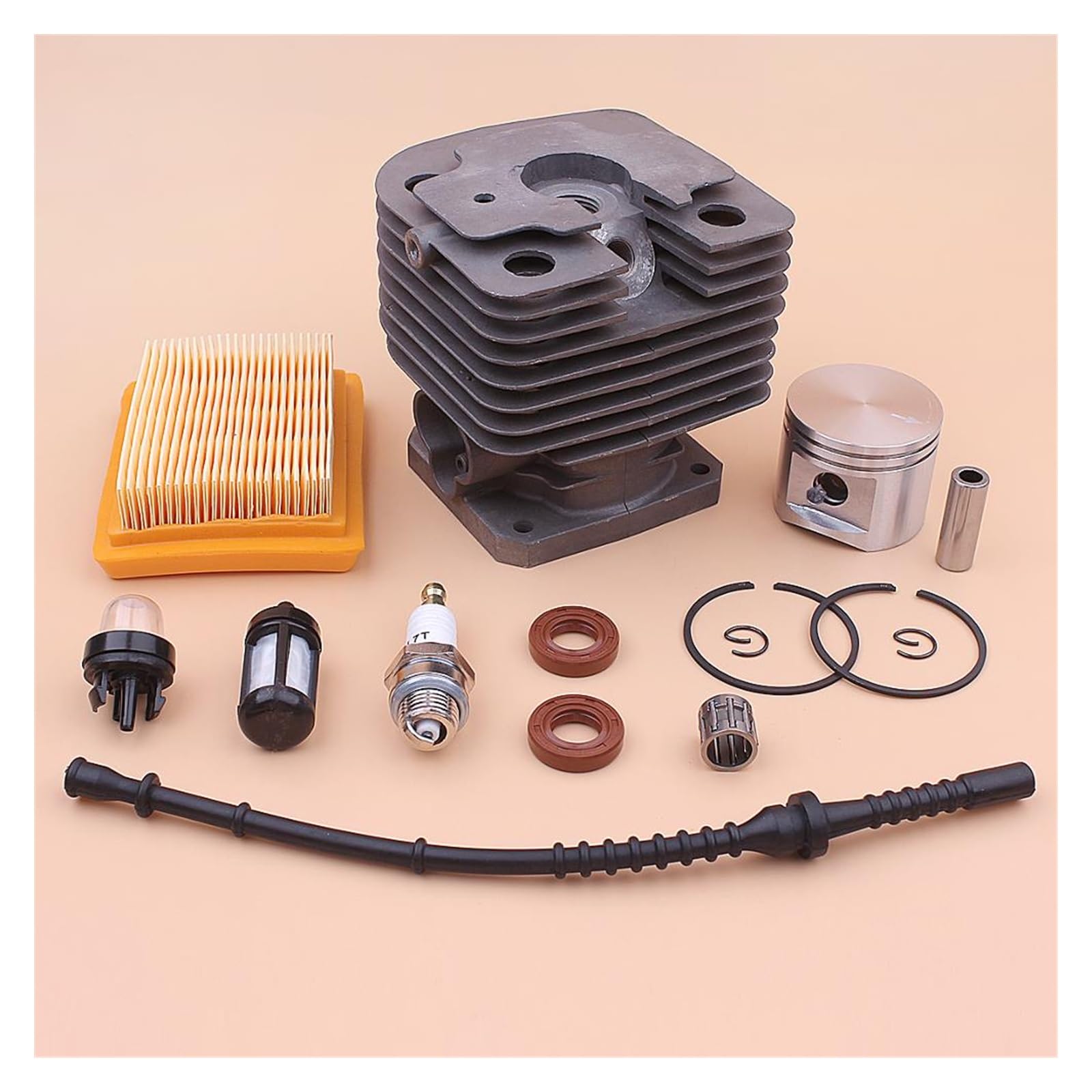 1 Juego de Kit de pistón de cilindro de 42mm for Stihl FS450 FS 450, línea de filtro de combustible de aire, sello de aceite, bombilla de imprimación, bujía, recortadora de césped 4128 020 1211