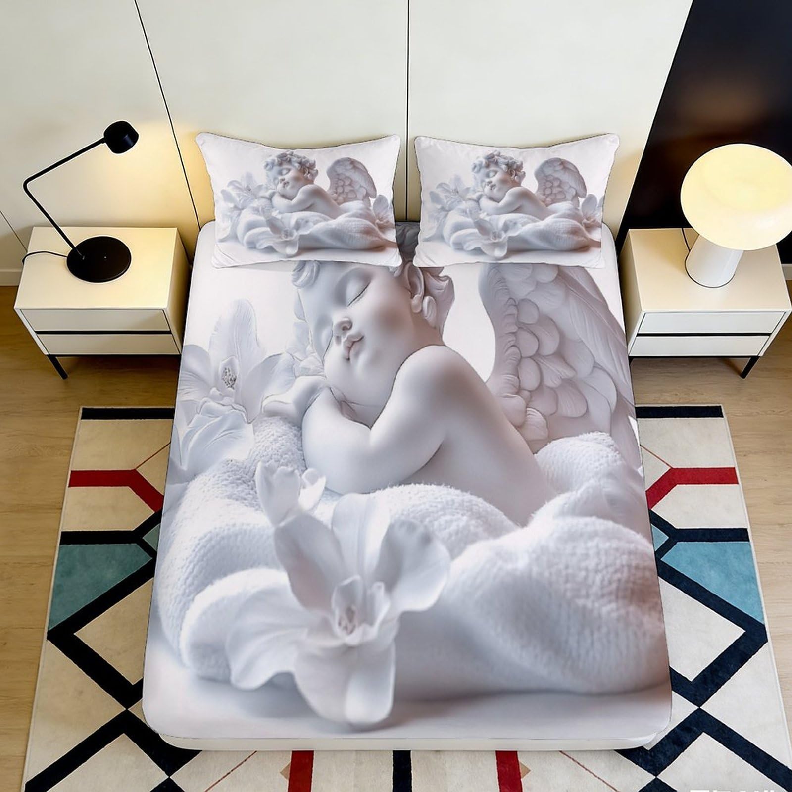 3D Printed Tropical Flamingo Fitted Sheet Microfiber Deep Pocket Bedroom Bedding Elastic Flamingo Mattress Fitted Cover Washable for All Ages 120x200x25cm