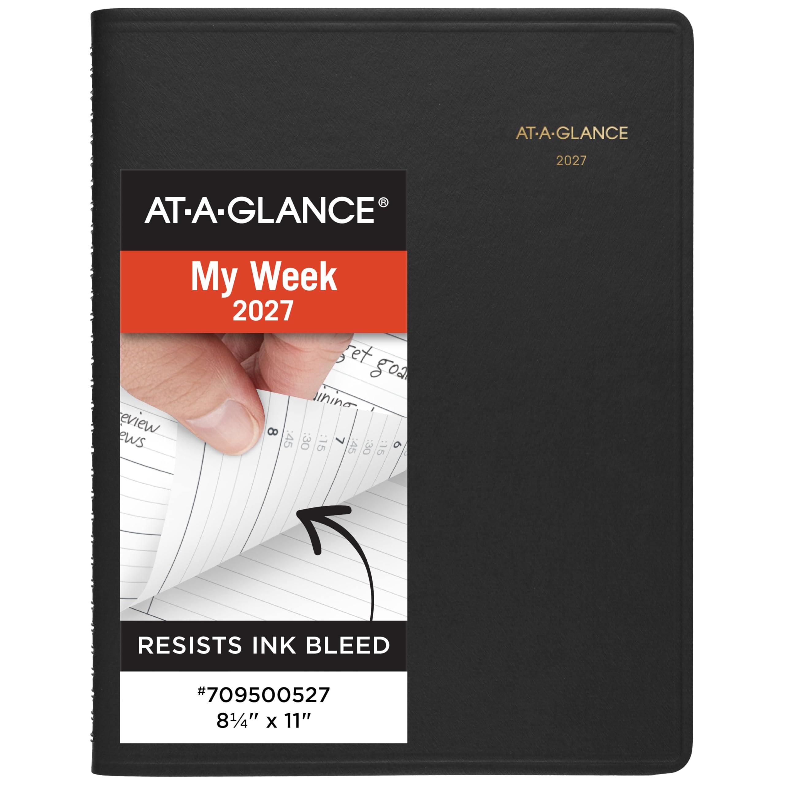 Photo 1 of AT-A-GLANCE 2027 Appointment Book Planner, Weekly, 13-Month Jan-Jan, 8.25" x 11", Black (709500527)
