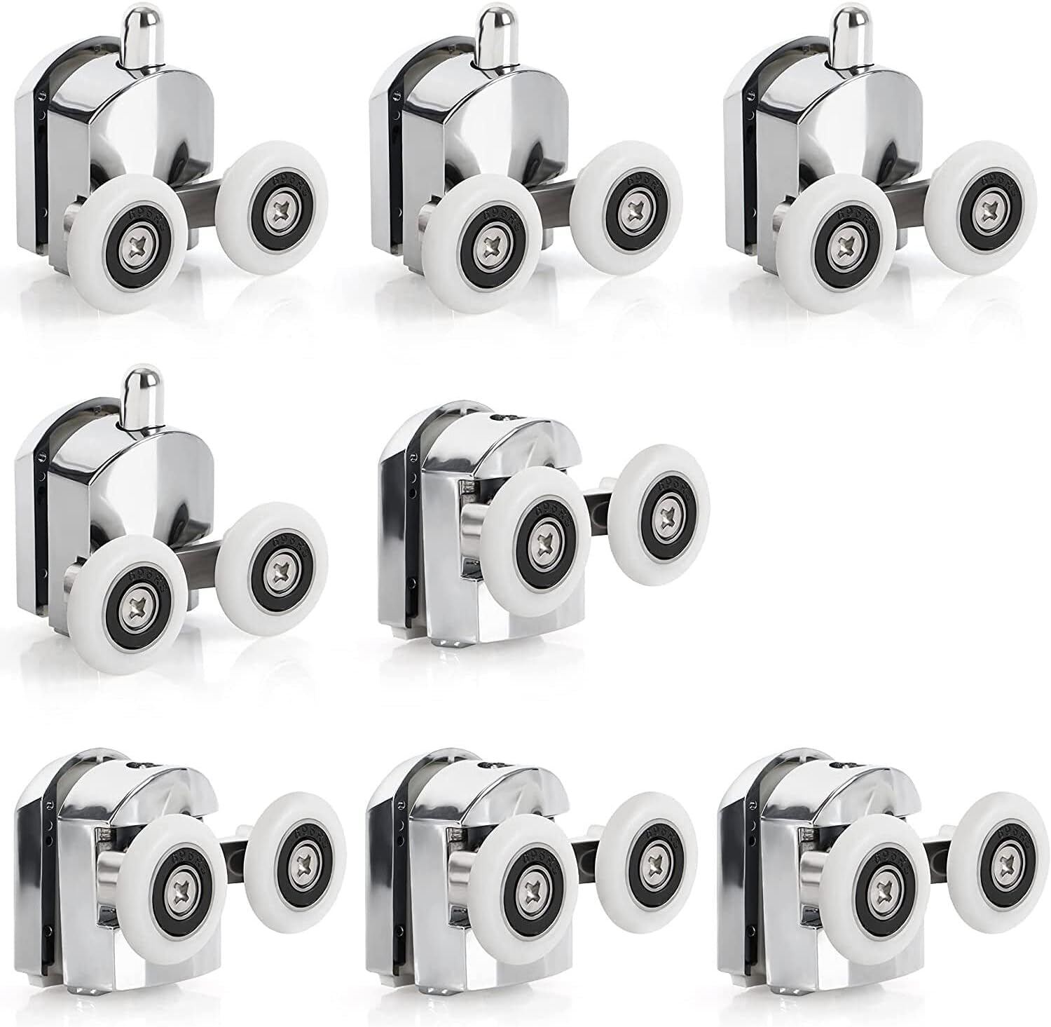 Replacement Shower Door Fixing Wheels 25mm in Chrome - 4x Top & 4x Bottom - Fits Glass 4-6mm (25mm)