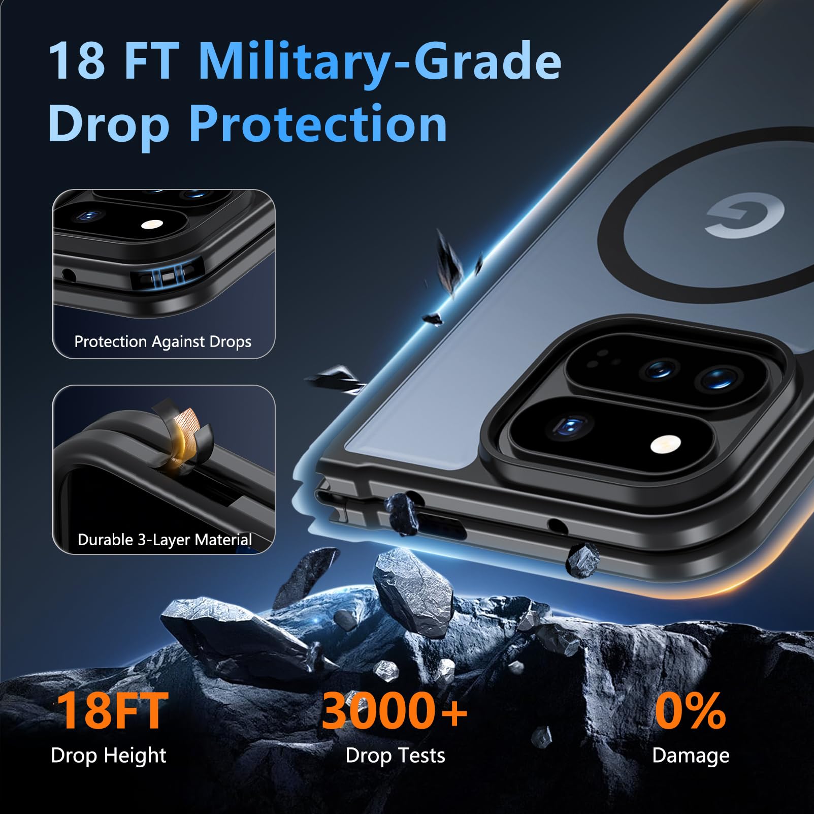 Hensinple Magnetico per Google Pixel 11 Pro Fold Case | Compatibile con MagSafe, custodia protettiva opaca traslucida di grado militare antiurto robusta per Pixel 11 Pro Fold, nero