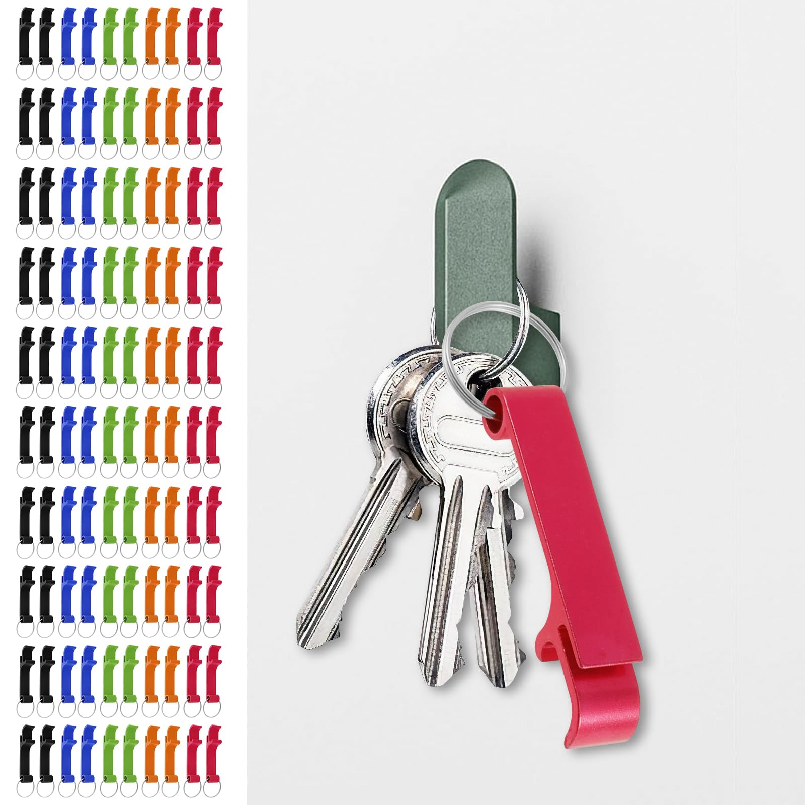 Ghshanog Colourful 100 Pcs Bottle Opener Keyring, Aluminum Claw Keyring Bottle Openers,5 Colours Keychain Beer Can Opener For Soda Beverage Beer Bottle For Wedding Party Home Bar