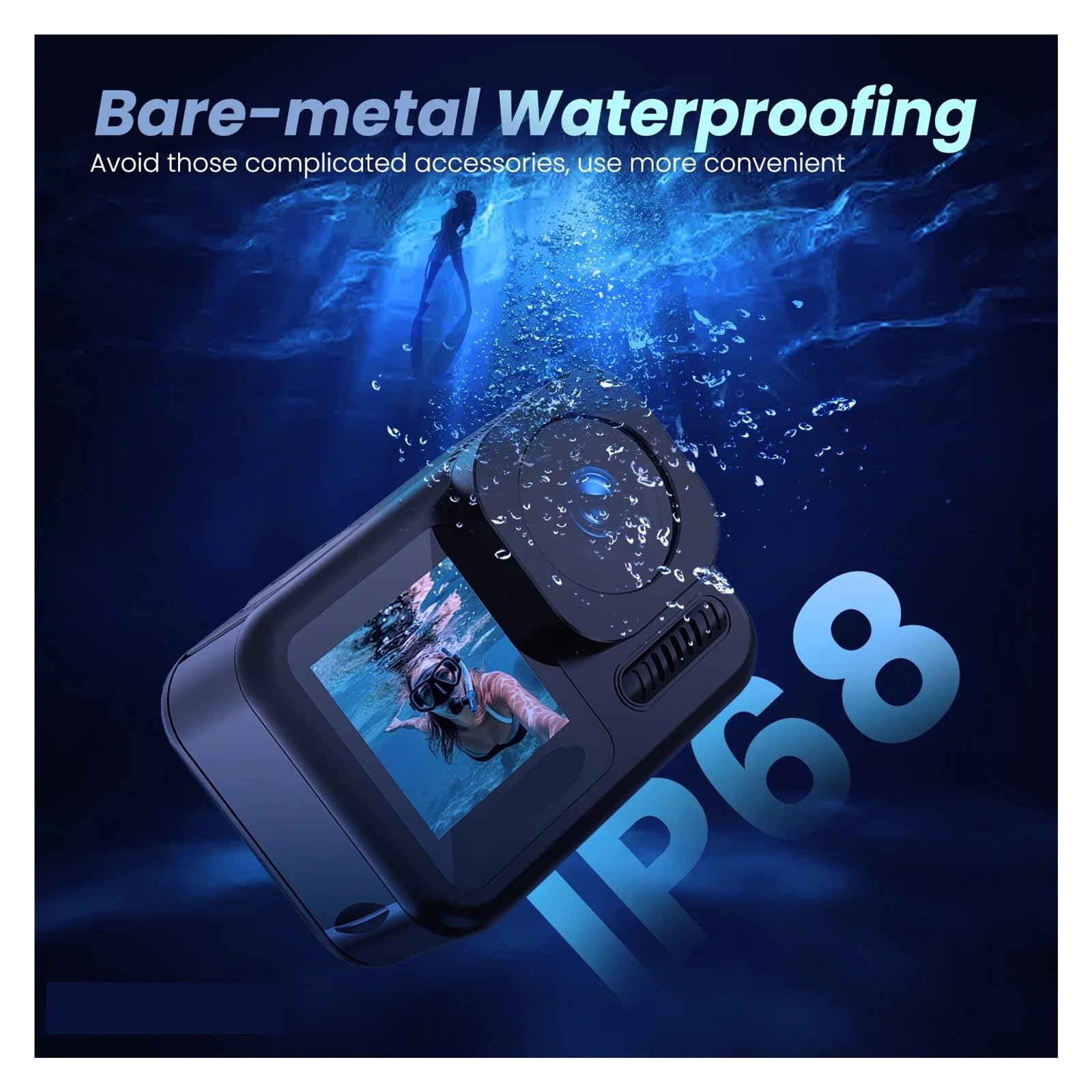 AC50 Fotocamera sportiva attiva 4K 60FPS doppia con scheda 64G Touch screen impermeabile 30M for immersioni subacquee Anti Shake Ciclismo all'aperto