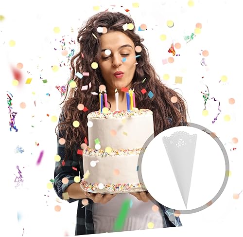 Miniatura 7 de Operitacx 20 soportes huecos para confeti para bodas y fiestas, conos de pétalos de papel blanco para decoraciones de ramo y almacenamiento