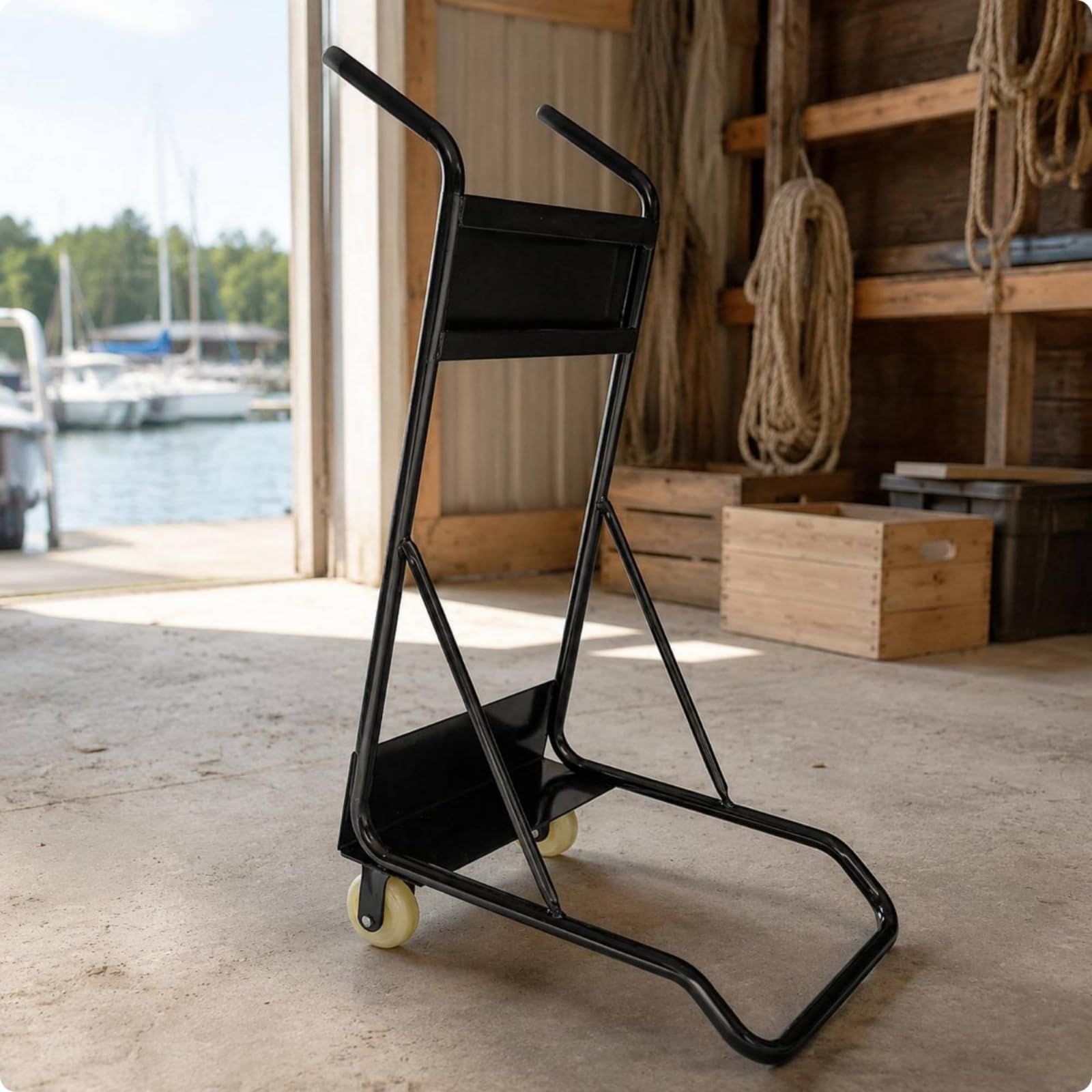 Baoblaze Carrello Motore Fuoribordo Carrello Trasporto Carrello Supporto Trolley Acciaio Verniciato con Staffa Portamotore Piattaforma, style to 3