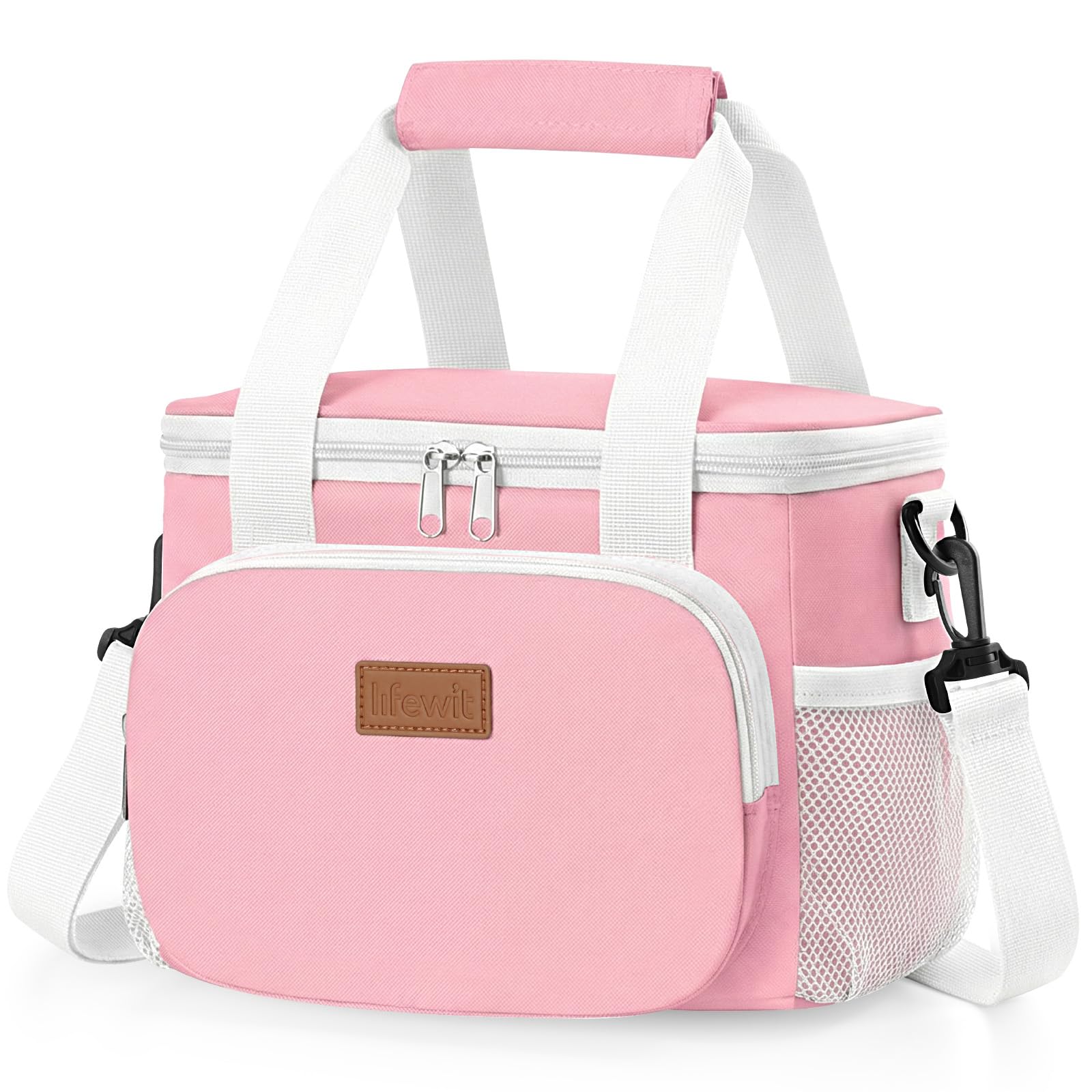 Lifewit Medium Lunch Bag, Insulated Lunch Box, Soft Cooler Cooling Tote for Adult Men Women, Light Pink 12-Can (9L)