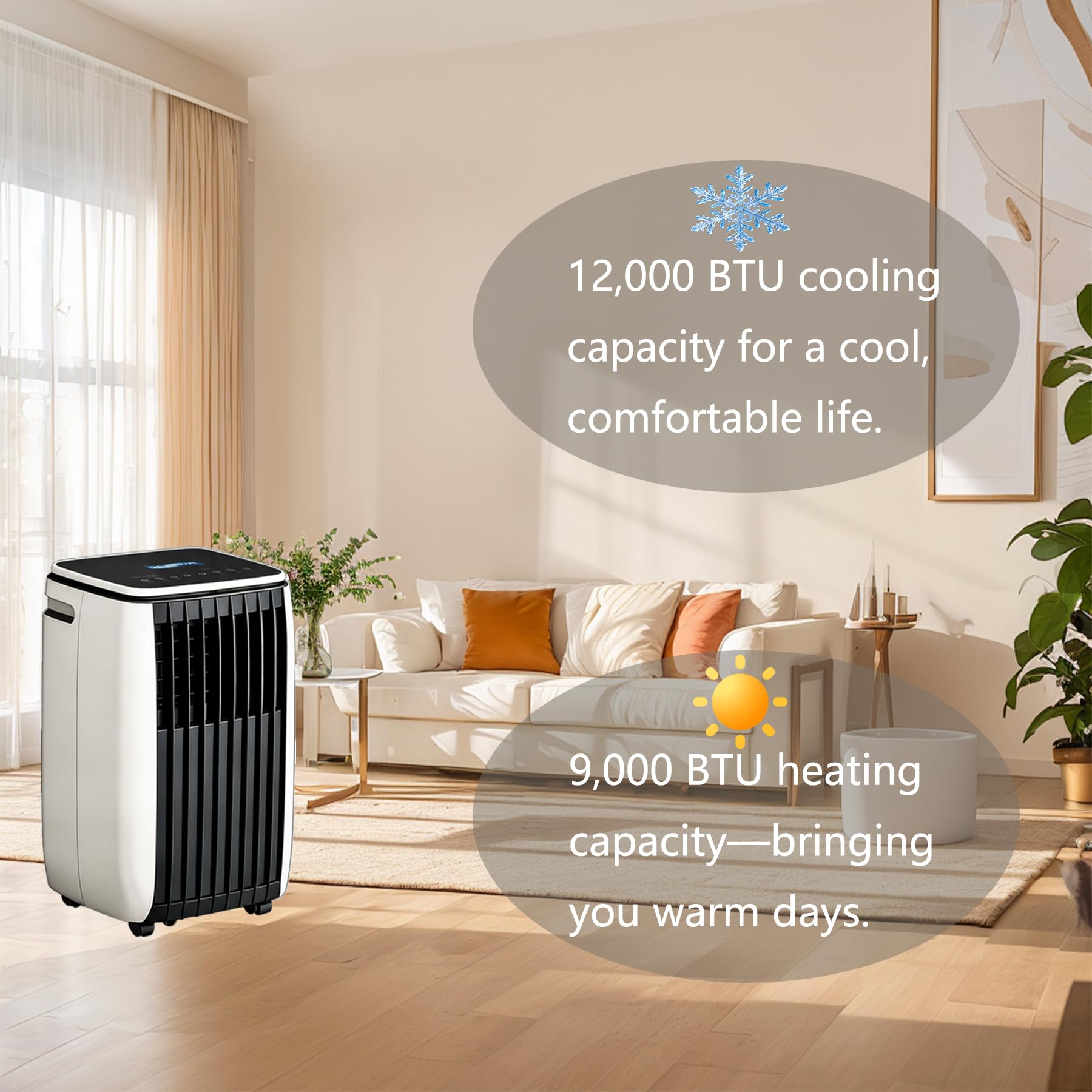 Enfriador De Aire Portátil 2 Velocidades, Frío Y Calor con Kit De Ventana Climatizador Móvil para Escritorio Dormitorio, C+Hot & Cold 12000 BTU, C+Hot & Cold 12000 BTU