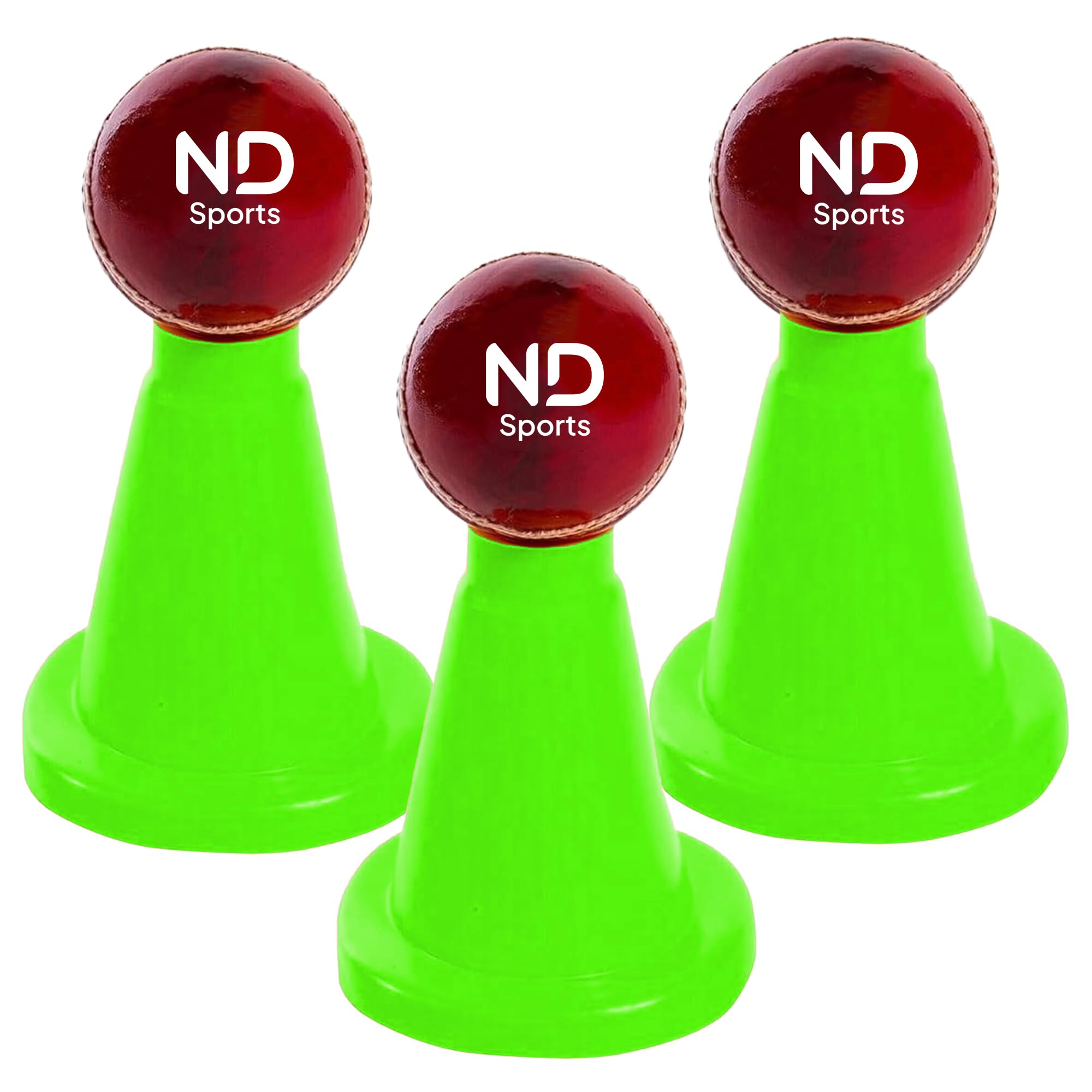 Cricket Batting Tee – Durable Plastic Practice Stand for Cricket Training & Coaching – Stable Design for Indoor & Outdoor Use – Lightweight & Portable – Ball Not Included (Green, Pack of 3)