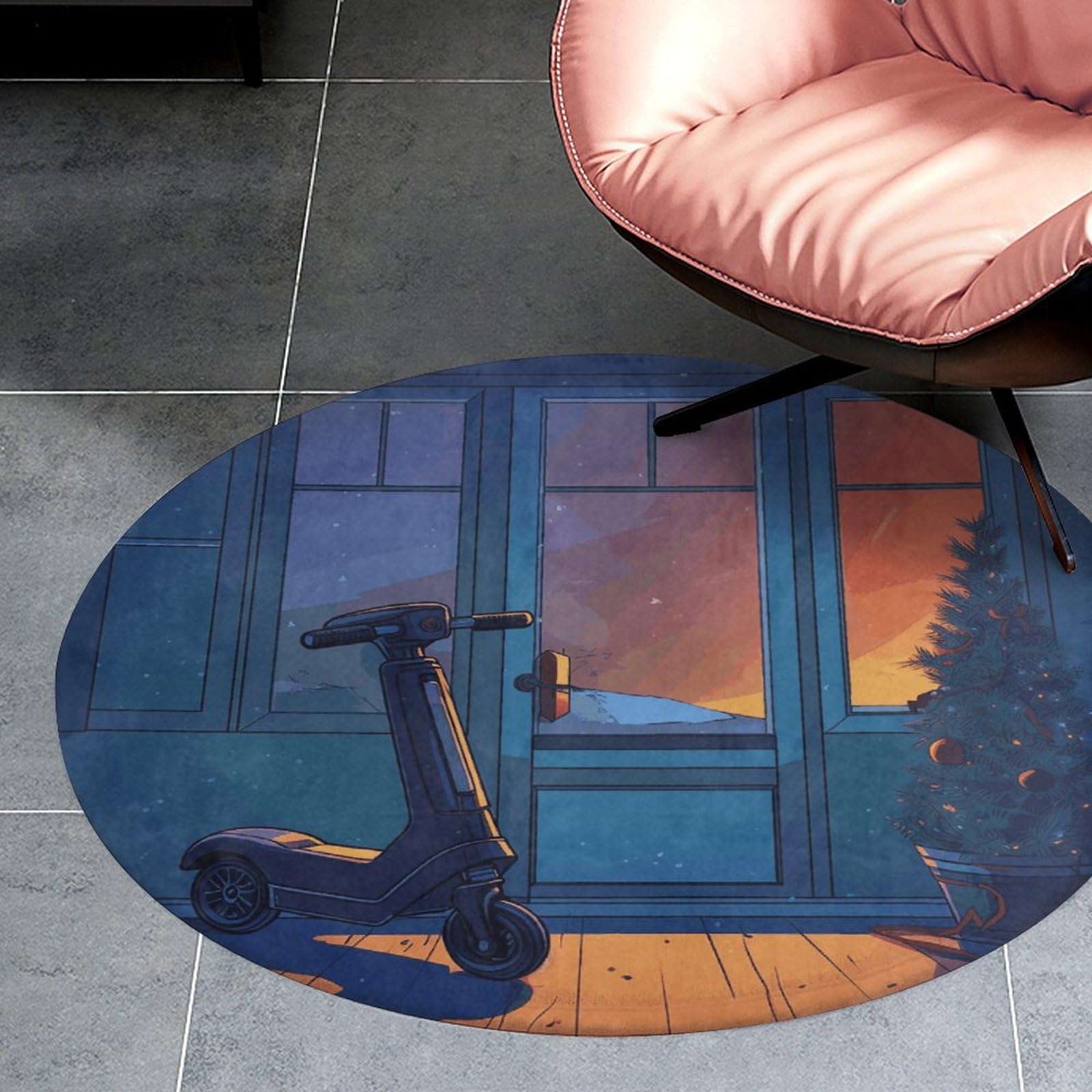 Tapis rond absorbant pour salle de bain et paillasson entrée