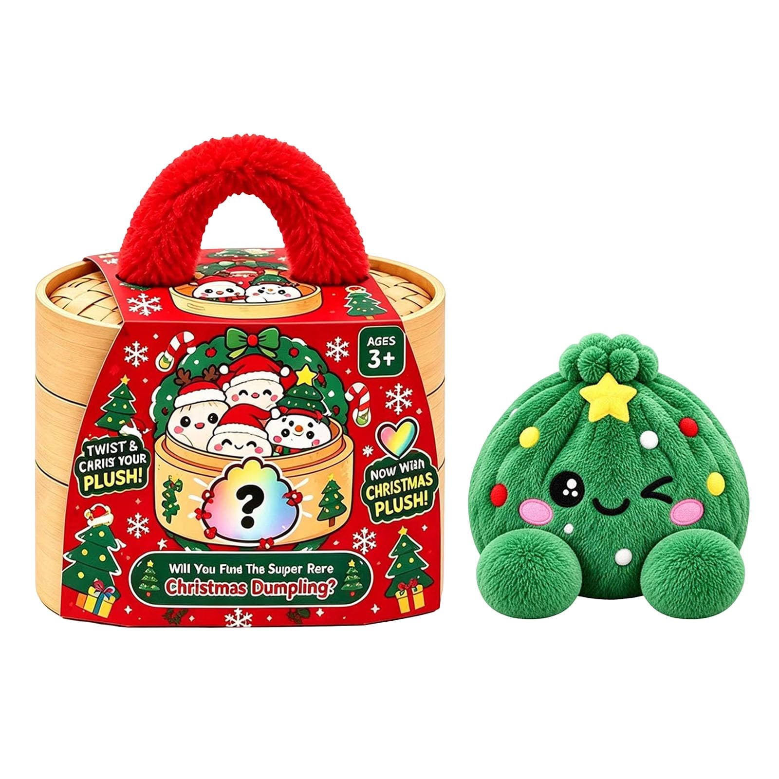 Cute Plush Stuffed Dumpling Squishies, Big Rainbow Squishes with Steamer