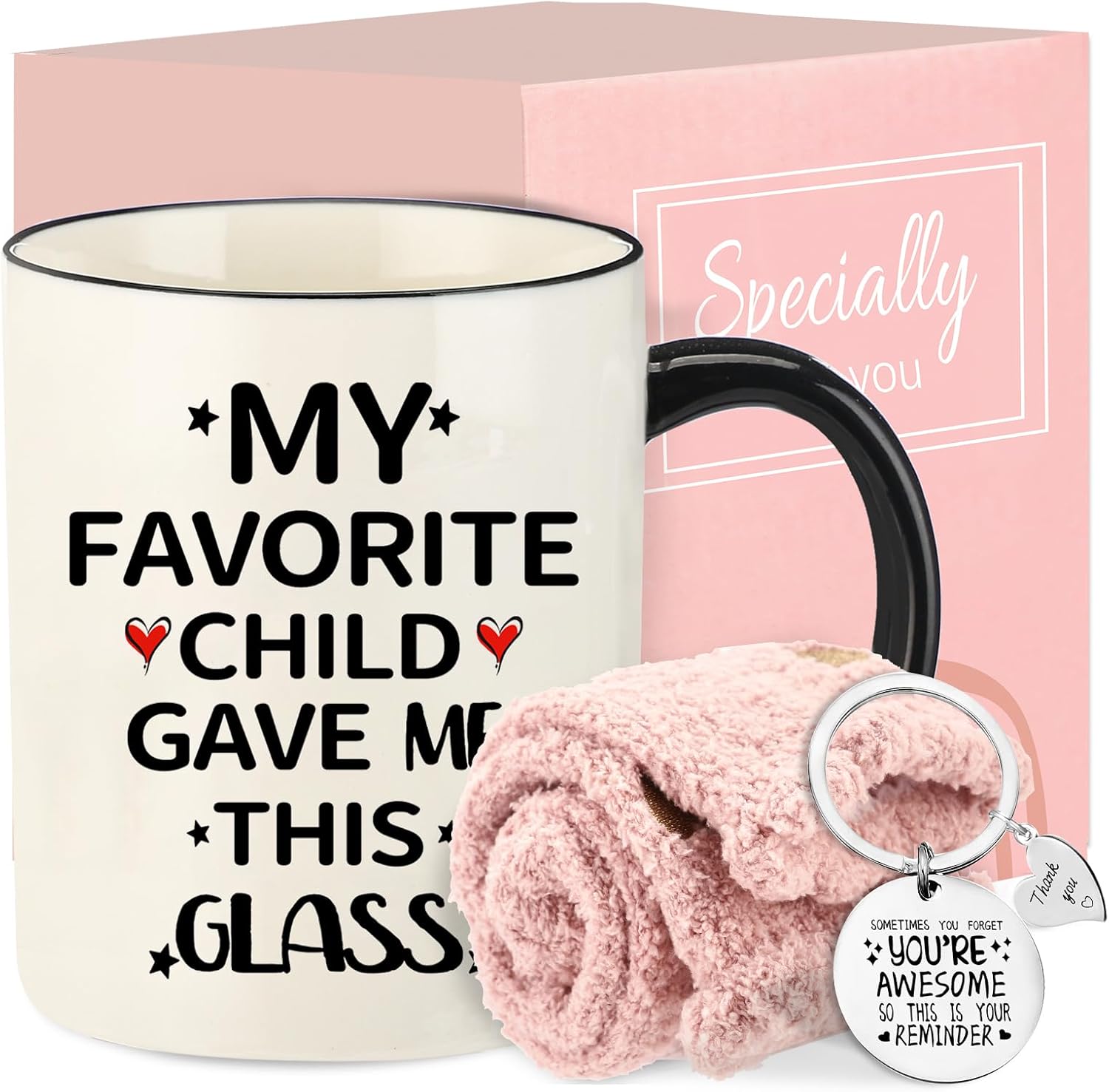 DHQH Funny Mothers Day Gifts for Women, My Favorite Gave Me This Glass 11 Oz Coffee Mug, Birthday Christmas Gifts Ideas for Mom Grandma Wife