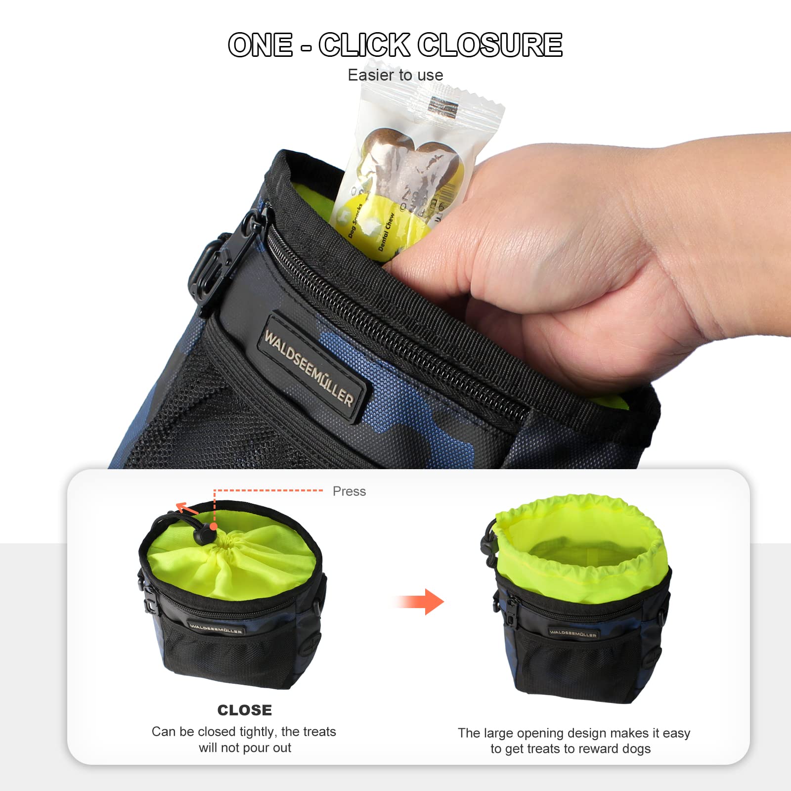 Waldseemüller Cane Snack Borsa, Borsa per Alimenti per Cani, Borsa Addestramento Cane Contenitore Cane Regolabile Addestramento Sacchetto di Allenamento