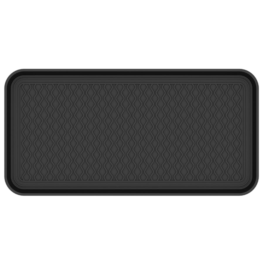 Ottomanson 15” x 30” Multi-Purpose Boot Tray - Waterproof Mat for Shoes, Pet Food, Litter Box, Painting & Planting - 1.2” Raised Edge for Spill Protection