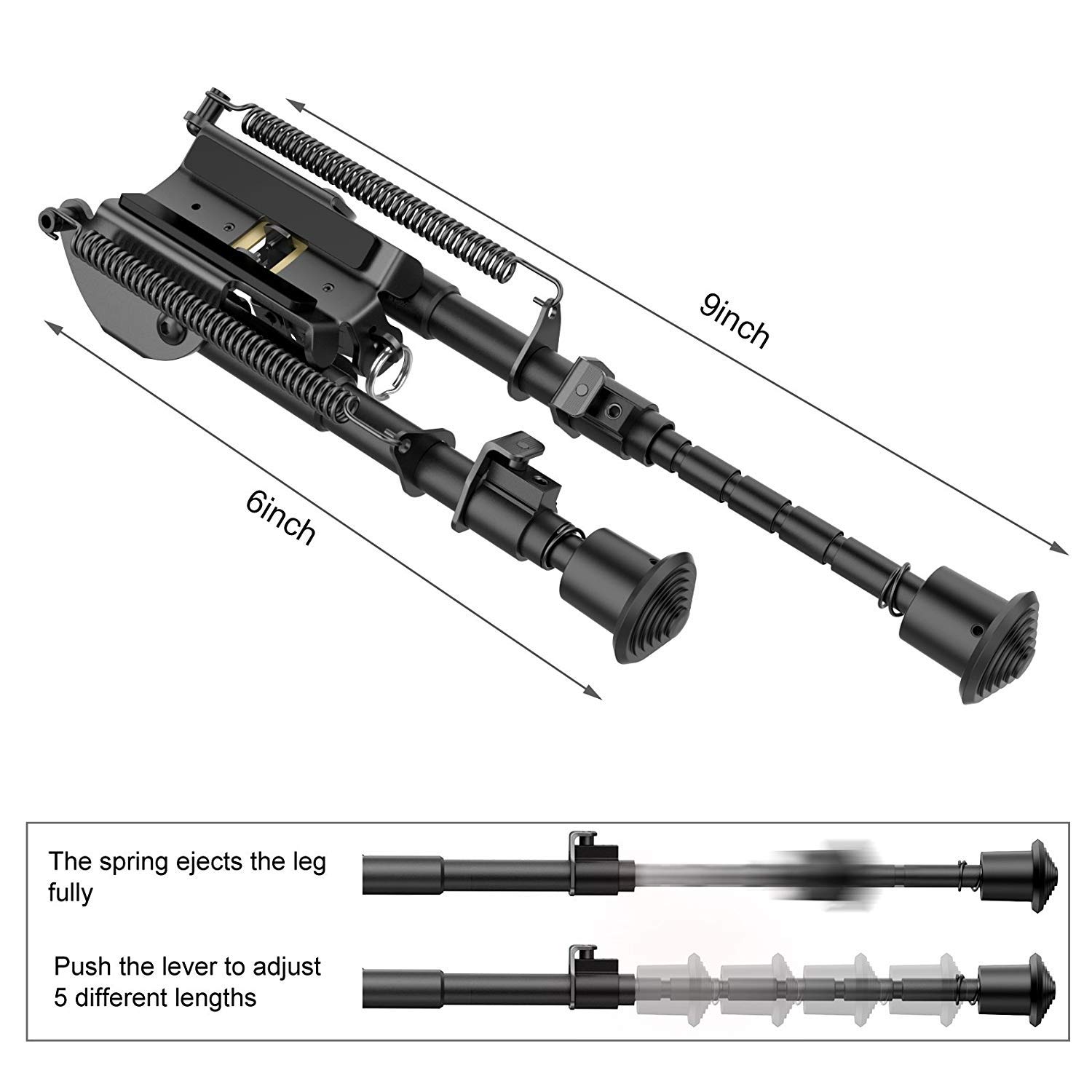 Buy XAegis 2 in 1 Bipod 6 Inch to 9 Inch Adjustable Rifle Bipod with